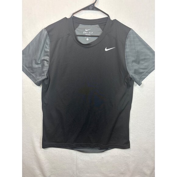 Nike Dri-FIT Mens Black & Gray Short Sleeve Athletic Shirt L - Picture 1 of 10